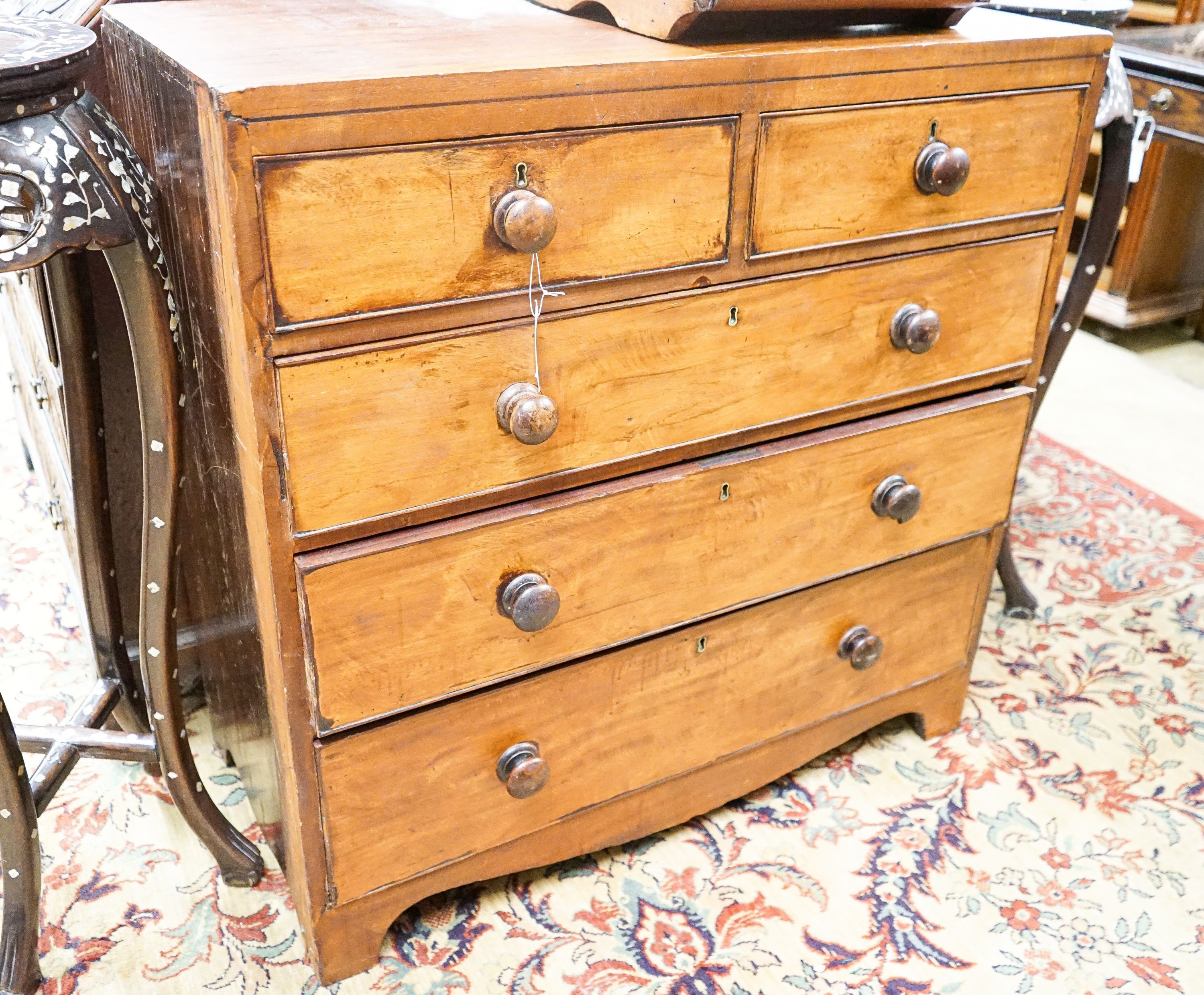 A small George IV mahogany chest, width 91cm, depth 45cm, height 93cm